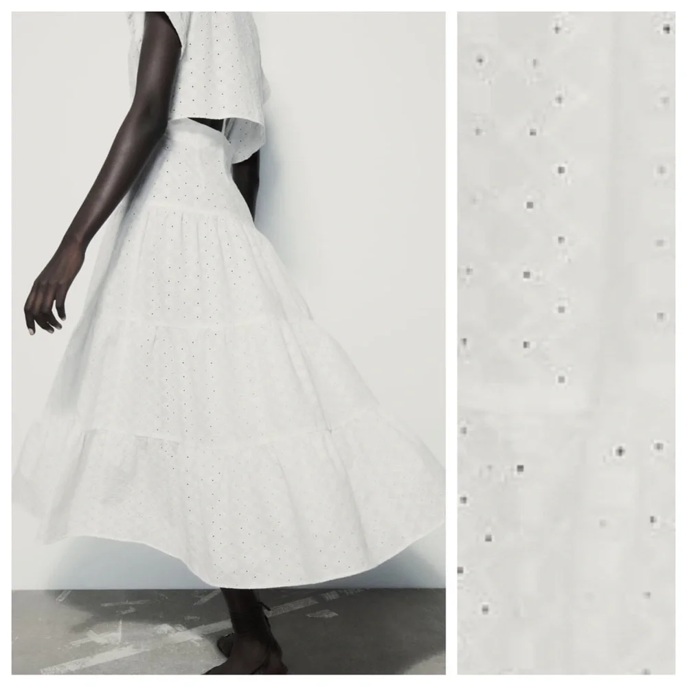 Zara White Eyelet Midi Dress - Picture 4 of 11